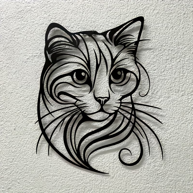 TEMU Minimalist Metal Wall Art Featuring For Cats, Ideal For Cat Lovers, Pet Shops, And Home Decor