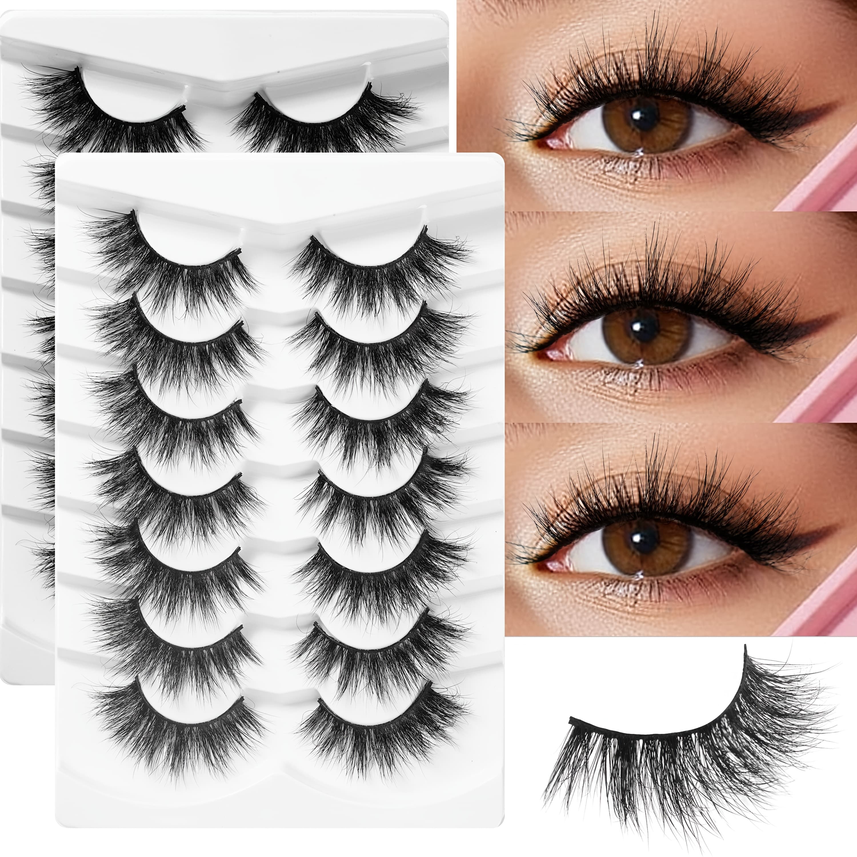 TEMU 2 Sets Of 14 Pairs Of Luxurious Wispy False Eyelashes - Thick Volume, Scent-free, Full Strip Lashes, Elongated Cat-, Multi-pair Pack For Dramatic Eye Enhancement
