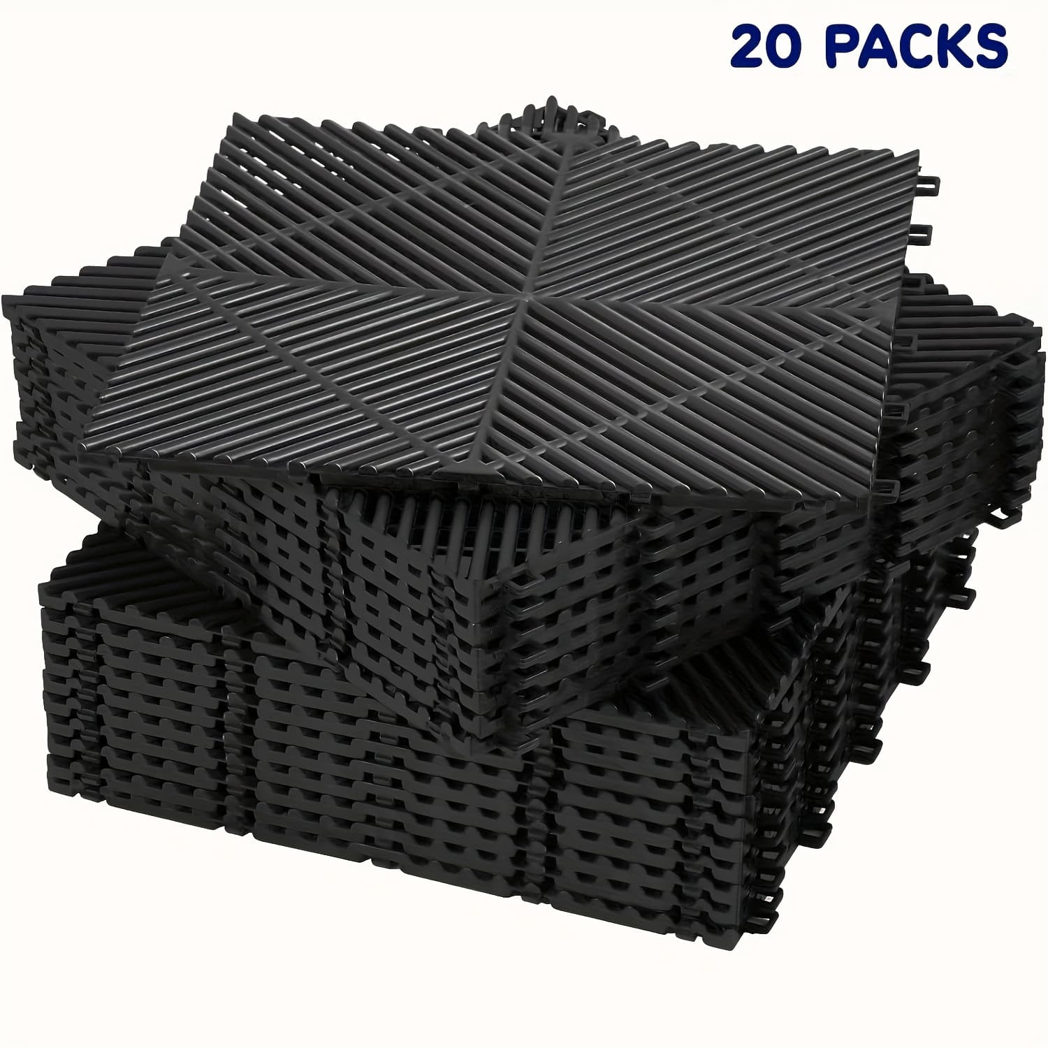 TEMU 20pcs 16"x 16"x 0.75"(thickness)interlocking For Garage Floor Tiles, Modular Drainage Floor Mat, Non-slip Splicing Interlocking Drainage Mats Floor Tile For Garage Car Wash Basement, Etc