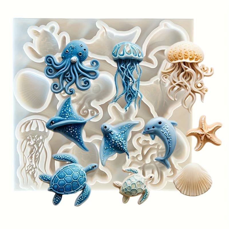 TEMU Silicone Resin Molds With Ocean- For Cake Decoration, Chocolate, Fondant, Clay Resin Casting Molds, Diy Baking Tools, Pendant Jewelry And Mould