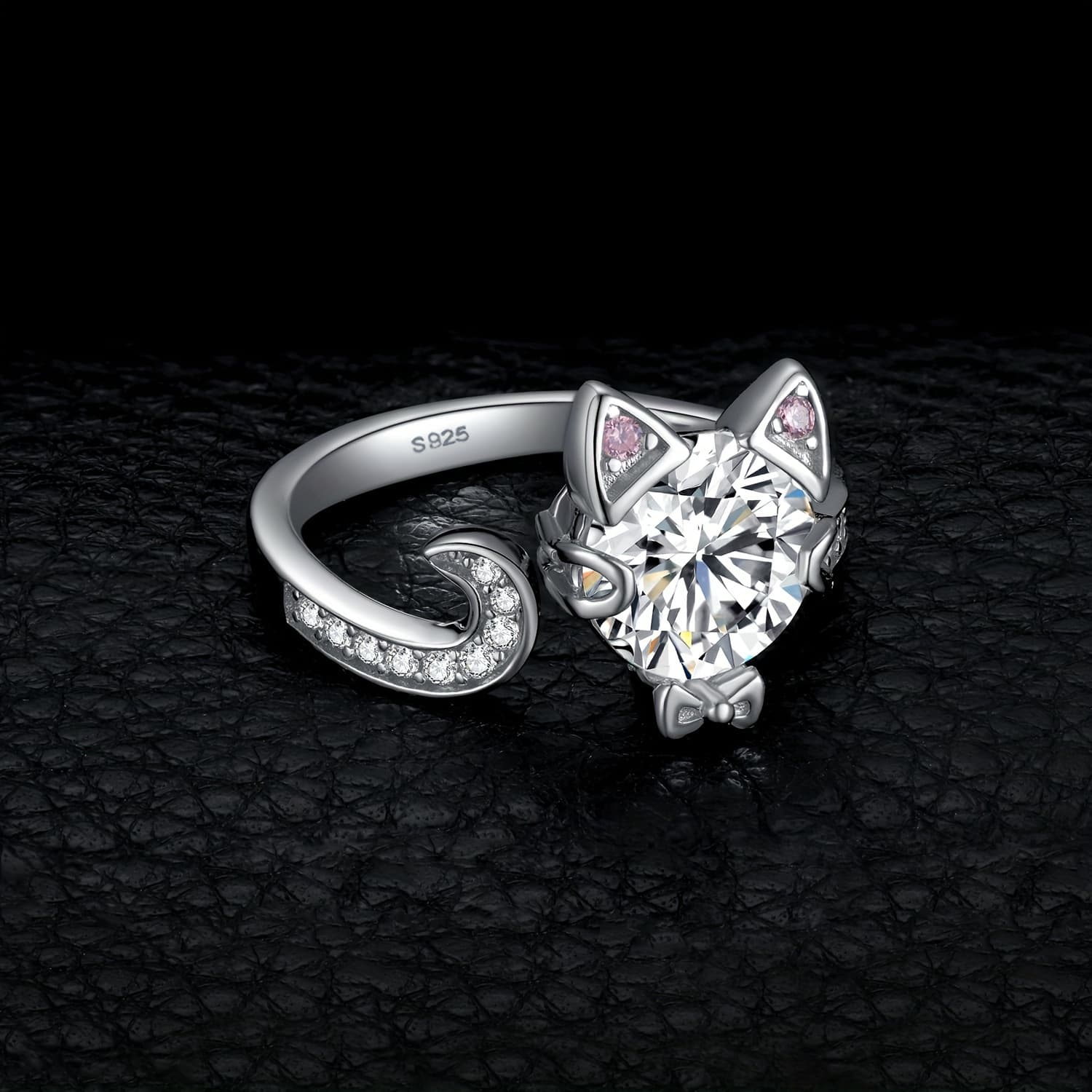 TEMU Adjustable 925 Sterling With 3ct Round Cut Zirconia, Prom, Party, Banquet, And Dating Gift - Elegant Fine Jewelry, Elegant Style, , Animal Theme