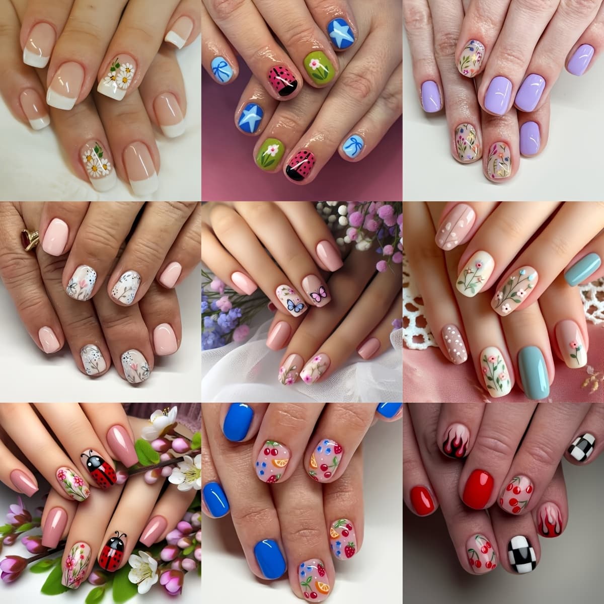 TEMU 72pcs Random Short Square Press-on Nails, Stylish And Simple Fake Nails, Suitable For Women', Party, And Holiday Use
