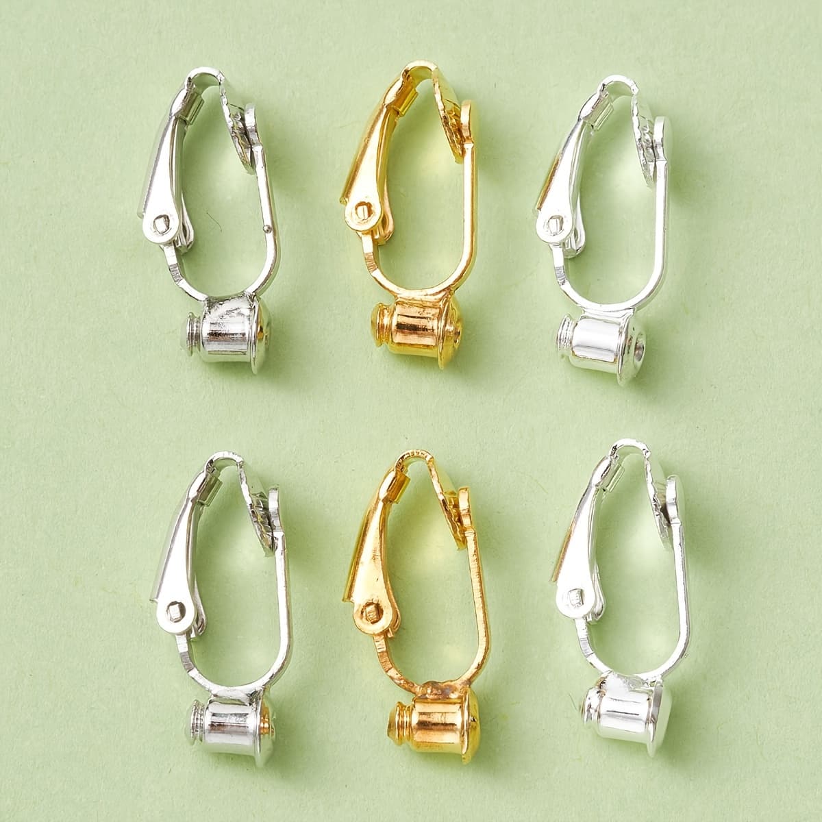 TEMU 6pcs 3-color Brass Clip-on Earrings, Suitable For Non-pierced Ears, Accessories, Ideal For Earring Diy Crafting