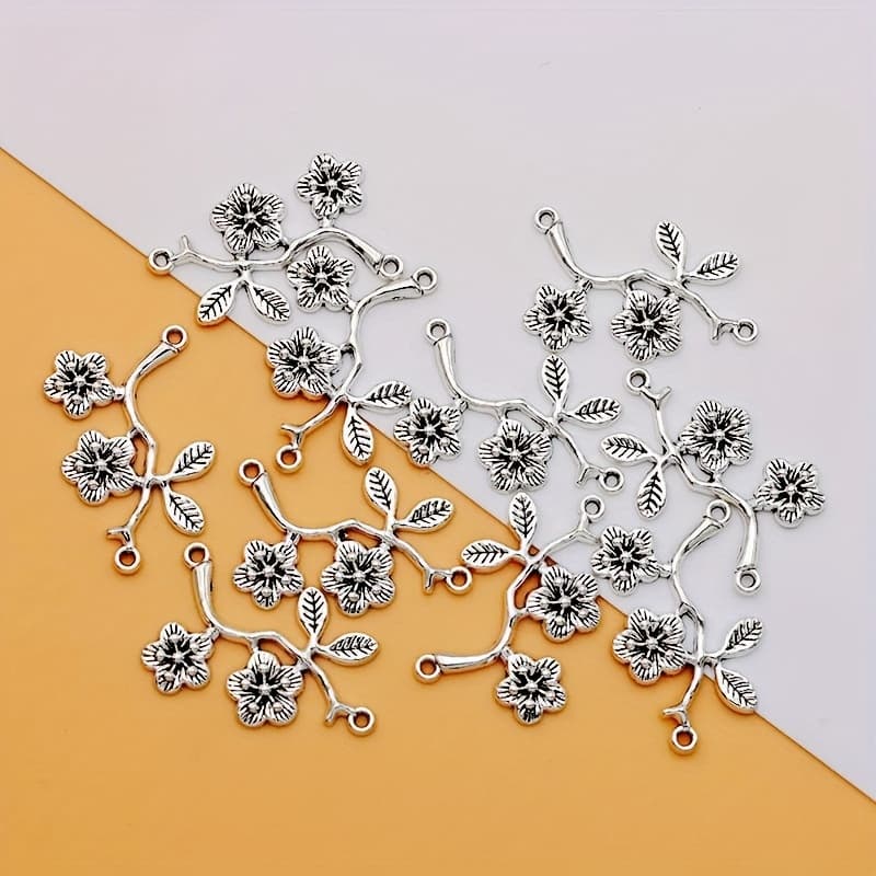 TEMU 10pcs Charm Alloy Ancient Silvery Tibetan Connection Silvery Making Bracelet Diy Earrings Necklace Pendant