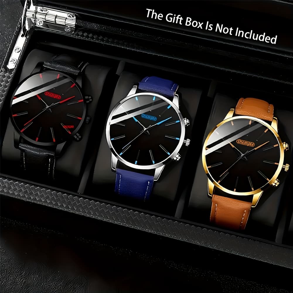 TEMU 3pcs Men's Casual Sports Round Quartz Watches - Stylish Dial & Band Options, Durable Quartz Movement, Gifts For Valentine's Day, Christmas, Birthdays, Father's Day