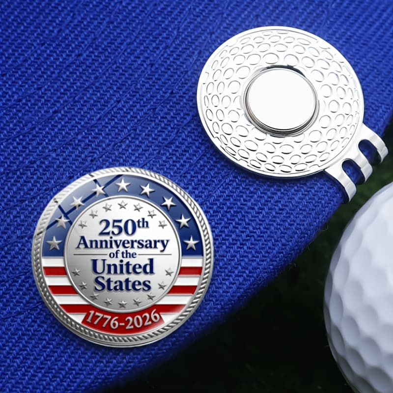 TEMU Usa 250th Anniversary Themed Golf Ball Marker With Metal Clip 1776-2026, Tool, Golf Gift, Birthday Gift, Golf Souvenir