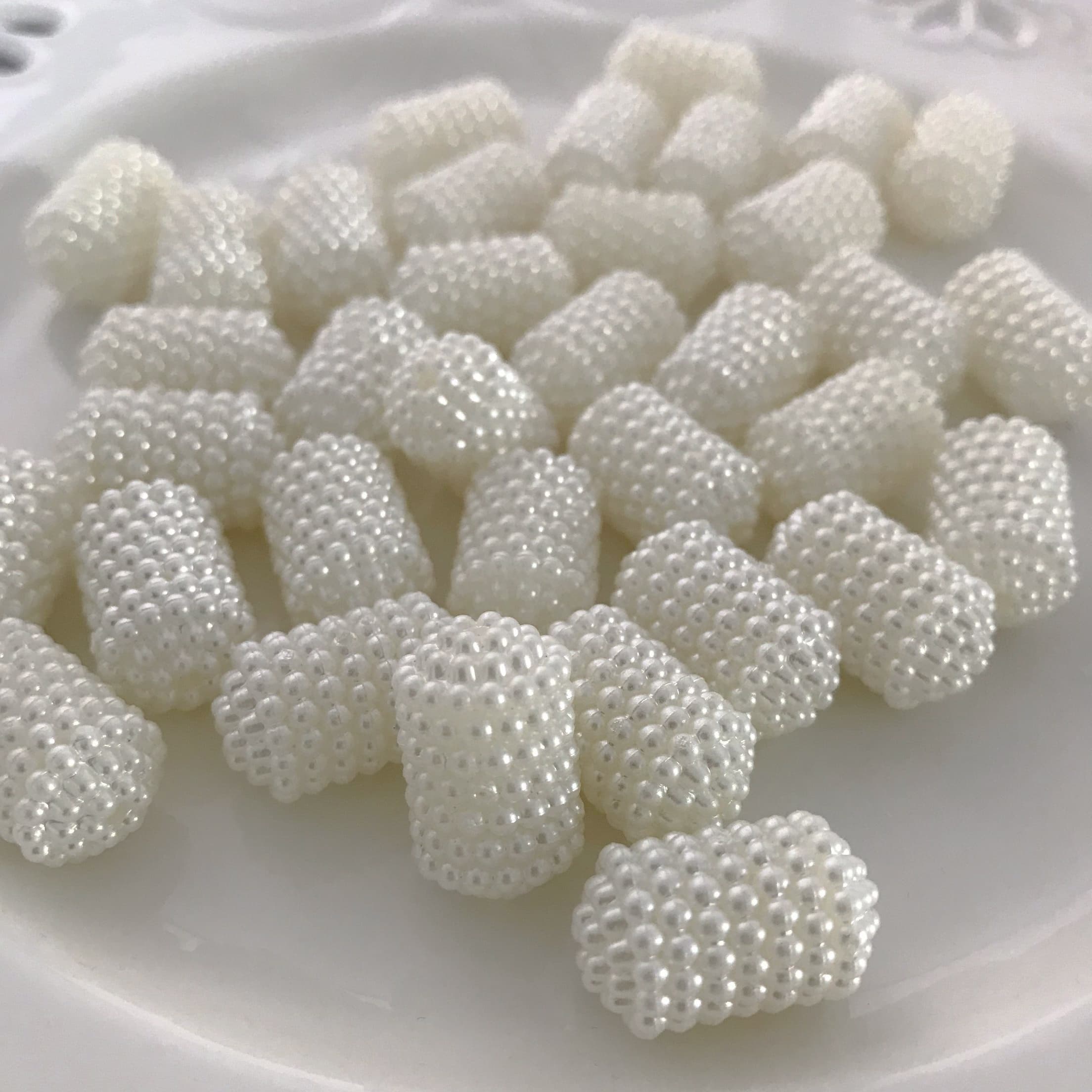 TEMU 20pcs Of Off-white Irregular Beads, Bayberry Ball Beads For Hair Additions, Bag Materials, And Clothing Embellishments