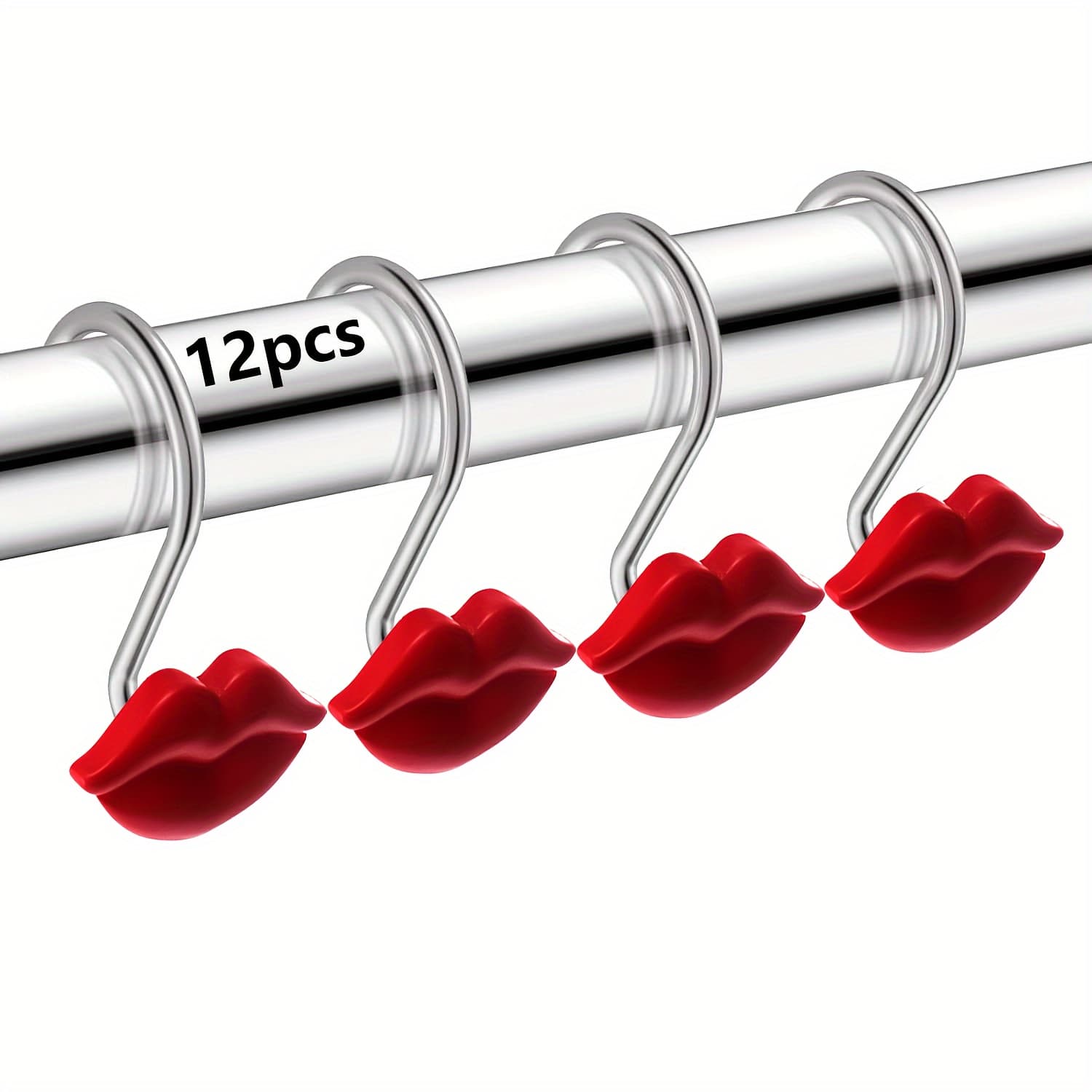 TEMU 12pcs Decorative Red Lip Hooks: New And Unique Bathroom Accessories - Stainless Steel, Waterproof, , Suitable For Bathrooms, Bedrooms, Living Rooms, And Kitchens