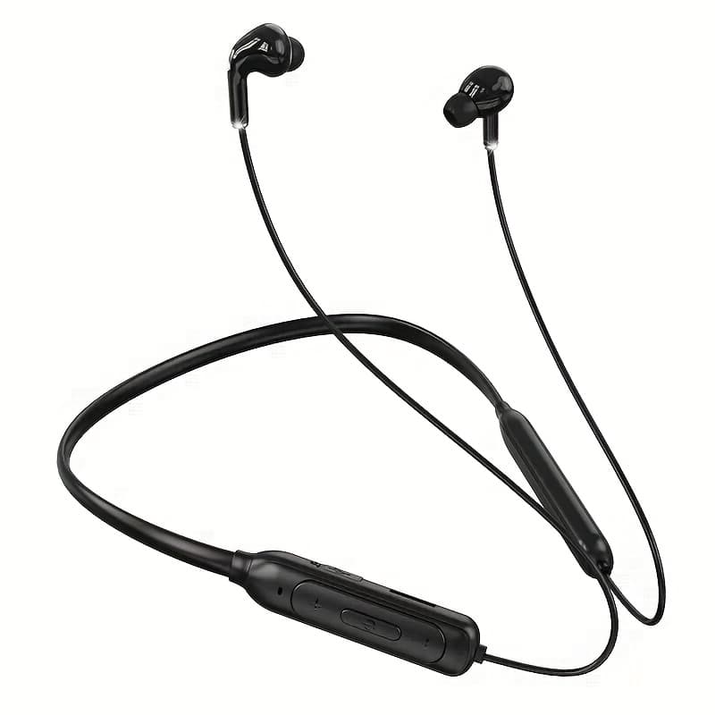 TEMU Wireless Neckband Headset Shock Bass Stereo With Microphone In-ear Noise Cancelling Earbuds Headphones Pluggable Memory Card, Long Standby 20h Playtime/230mah Battery