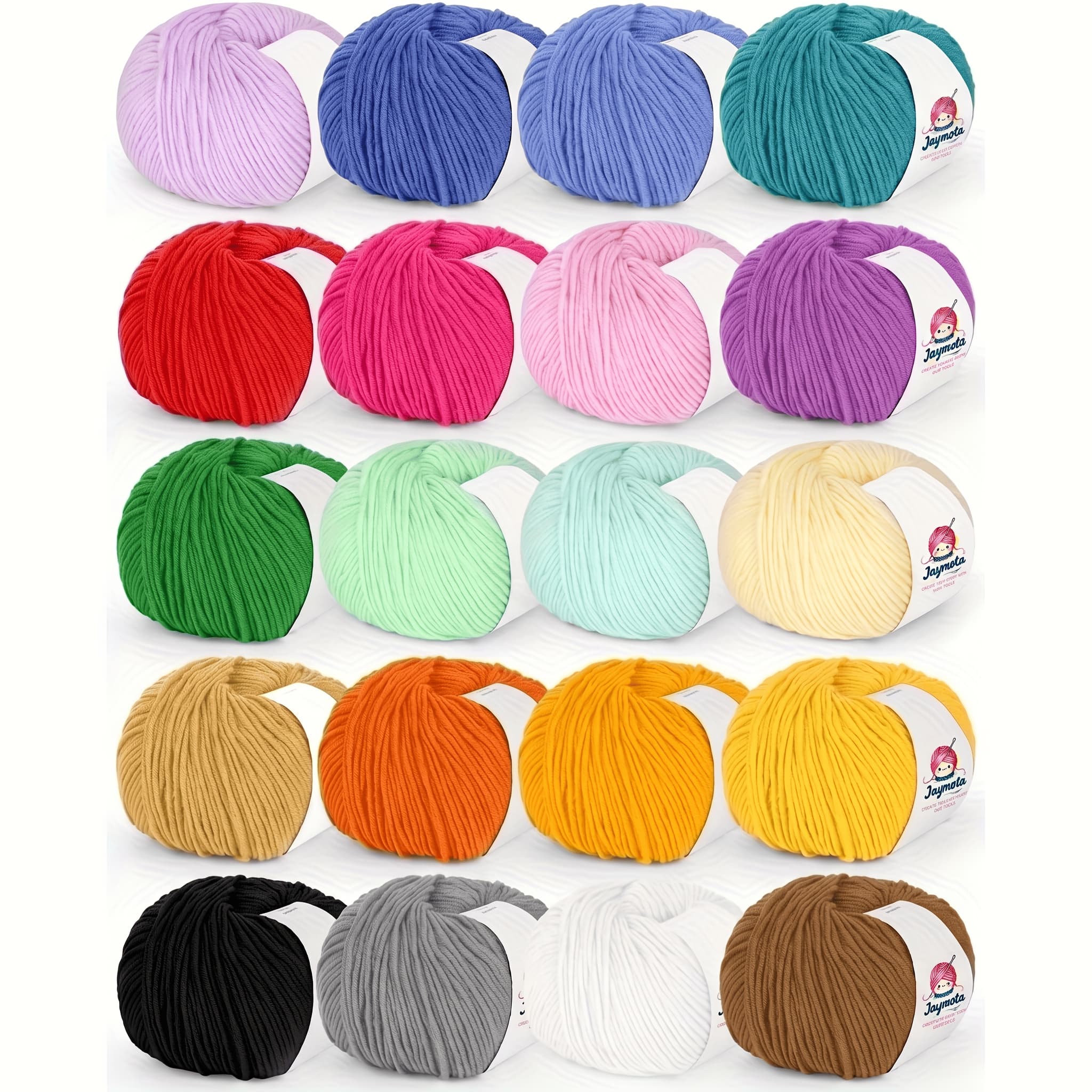 TEMU 20 Skeins Cotton Yarn For Crocheting-sport Weight Yarn 60% Cotton 40% Acrylic-super Cotton Yarn-great Crochet And Knitting Starter Kit For Colorful Craft