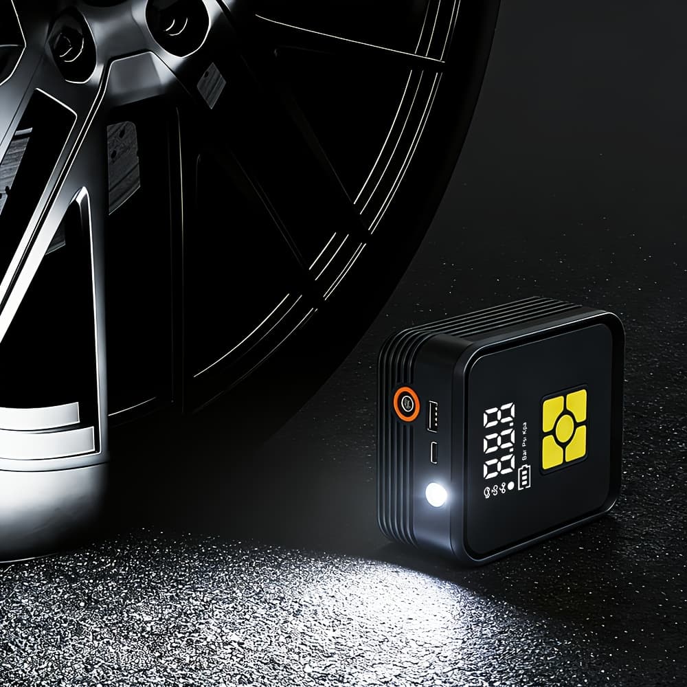 TEMU 9500a Portable Tire Inflator Air Compressor, 150psi Car Tire Pump With Tire Pressure Gauge, Led Display, 3x Faster One-button Inflator For Cars, Motorcycles, Bicycles, , And More