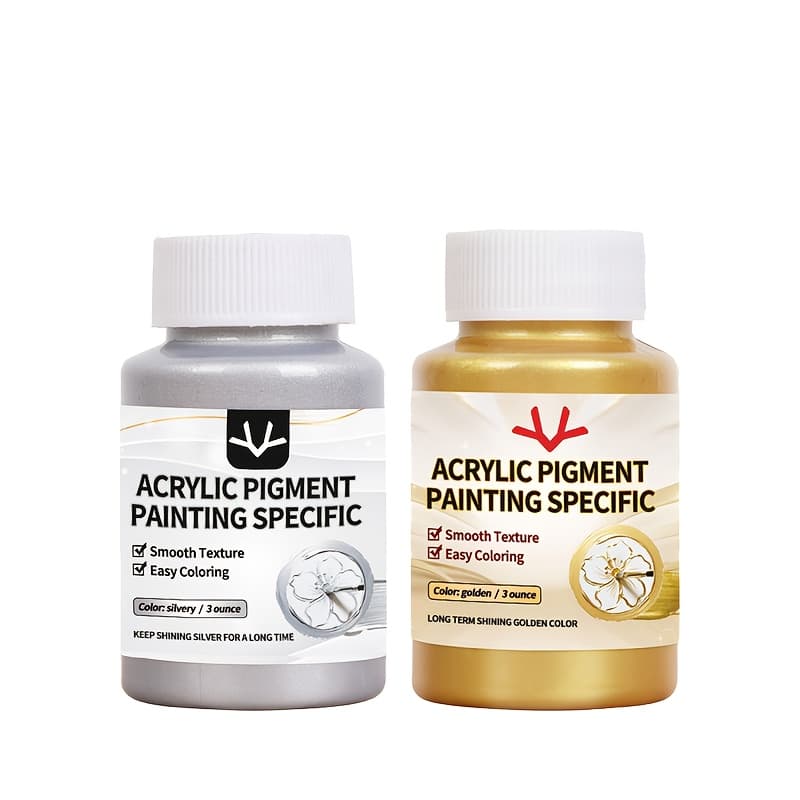 TEMU 2 Bottles Super Glossy Golden And Silvery Acrylic Paints | For Artwork Painting, 6oz Total