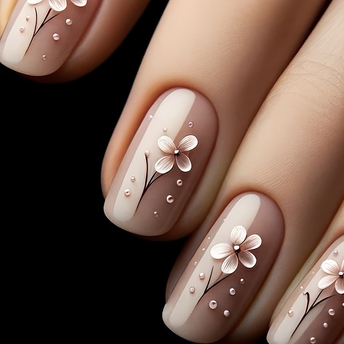 TEMU A Set Of 24 Short Square Press-on Fake Nails, Cute And Elegant, With Flower, Prints, Suitable For And. The Box Includes A Nail File And Jelly Glue, Which Are Easy To Paste And Wear