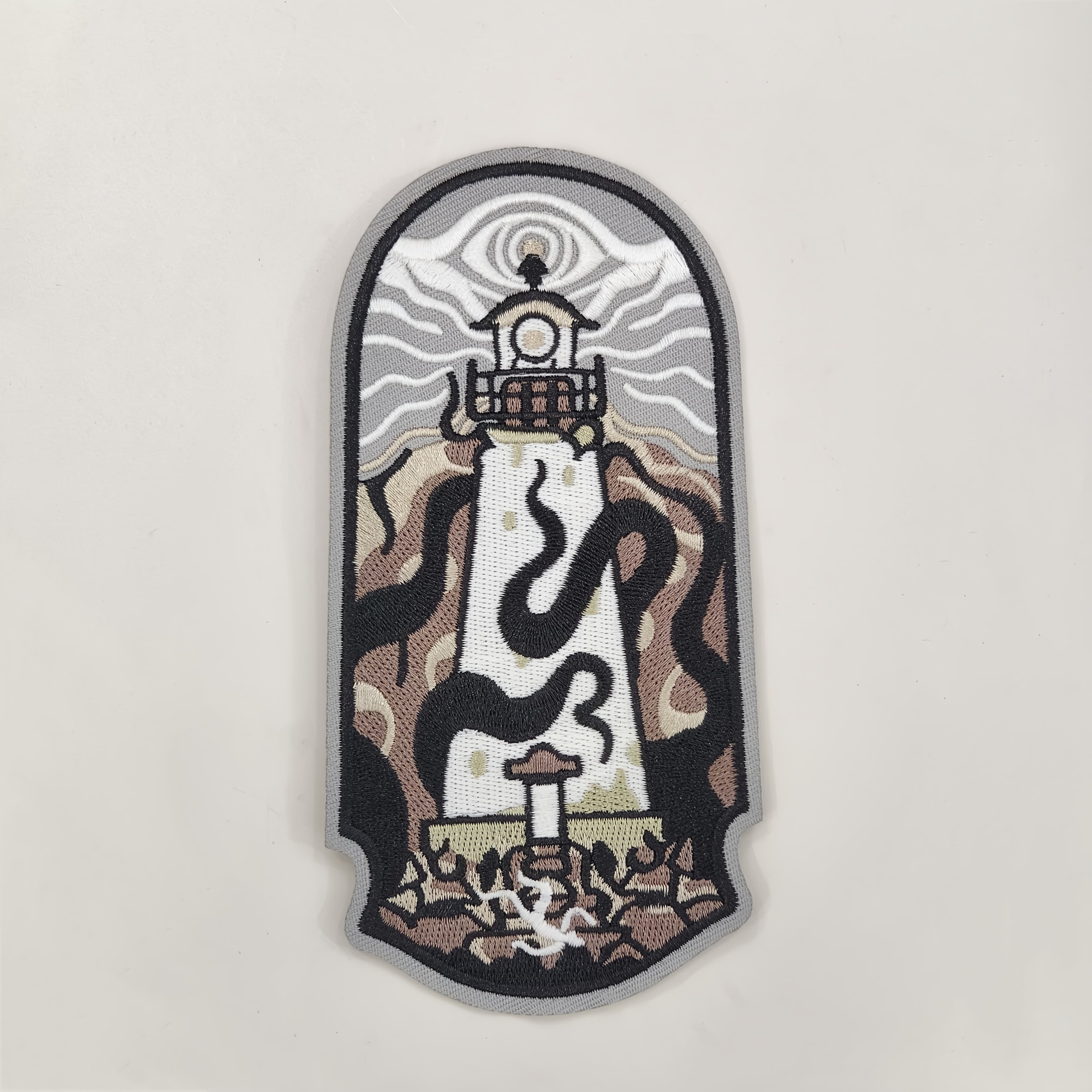 TEMU 1pc Luminous Lighthouse On Sea Embroidered Patch Aesthetic Badge Diy Gift Iron On Patches For Clothes Bag Jacket Trucker Hat
