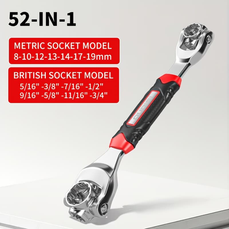 TEMU This Is A Versatile 52-in-1 Plum Universal Wrench, Designed For Professional Maintenance. It Serves As A Wrench Made From Durable Metal