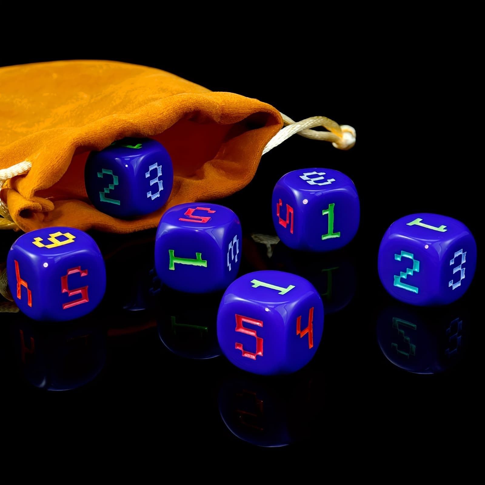 TEMU Set Of -sided Dice With A , Featuring Multicolored Numbers, Suitable For Outdoor Games In The Yard, Drinking Games, Festivals, And Parties, Comes With A Storage Pouch