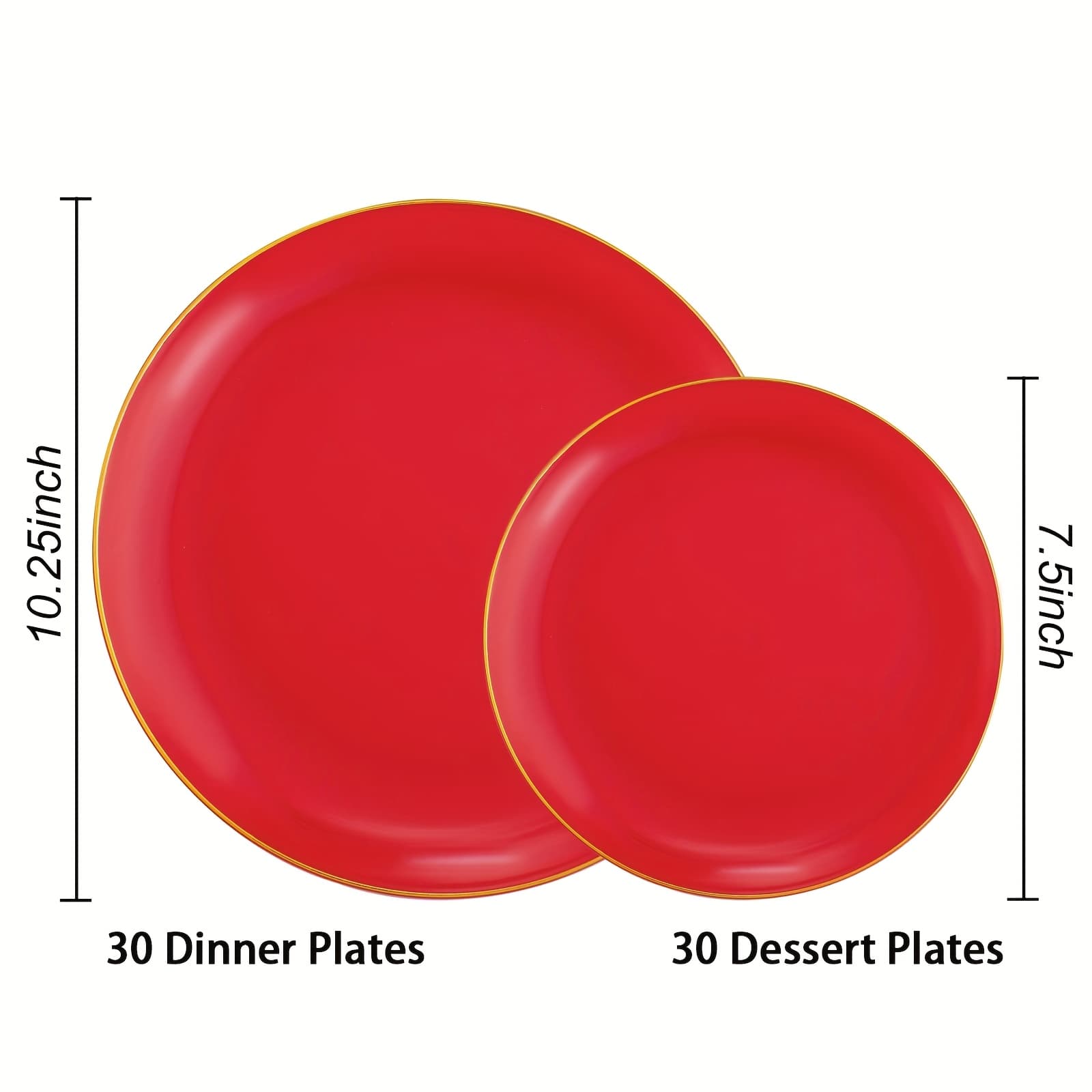 TEMU 60 Red Plastic Dinner Plates With , Disposable Plate Set Including 30 Main Plates And 30 Dessert Plates. Perfect For Parties, Weddings, And Christmas Celebrations.