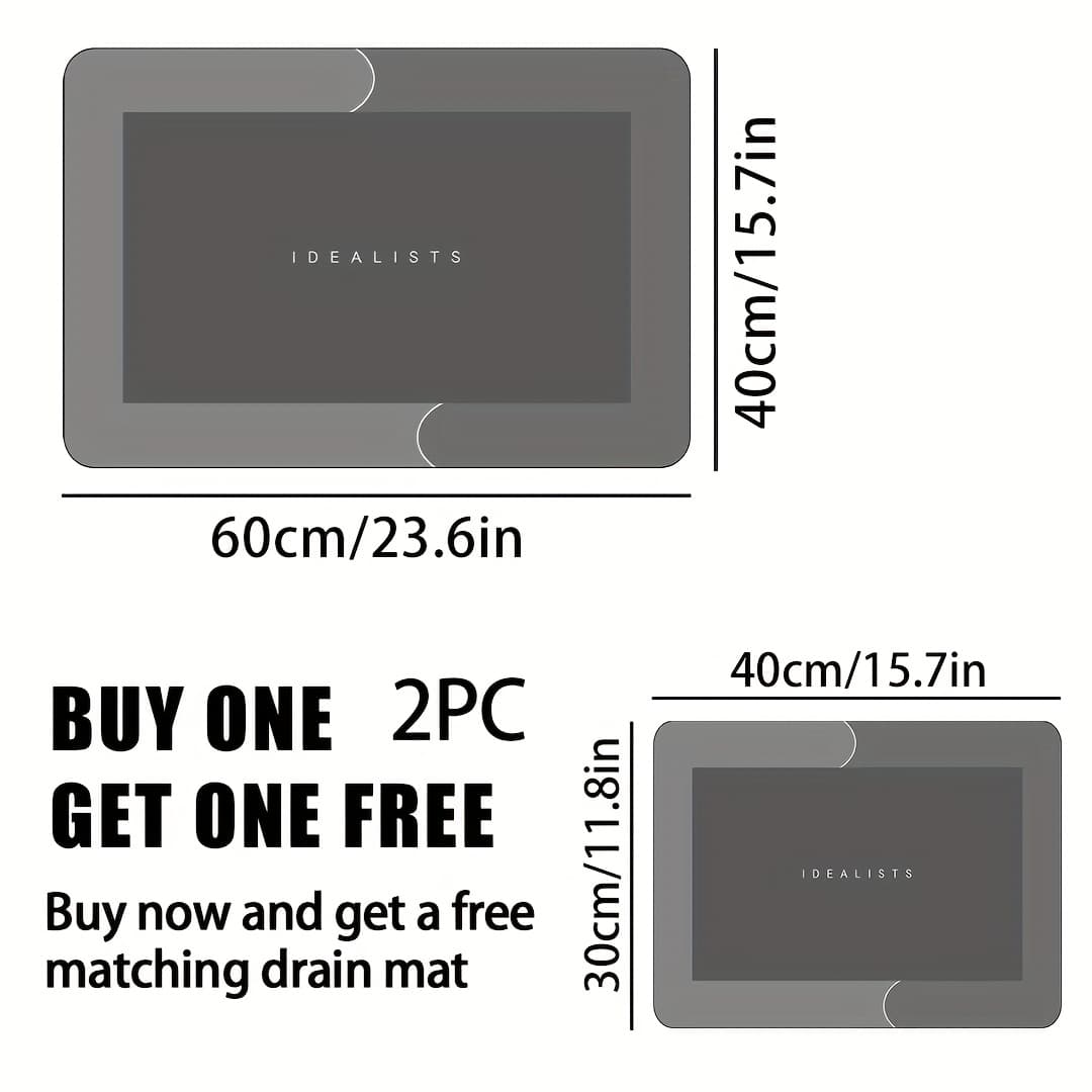 TEMU 2pcs [ Model] Idealists Mud Bathroom Anti-slip Pad Water-absorbing Quick Drying Floor Pad Luxury High-end Gray Easy Design Thickened And Durable