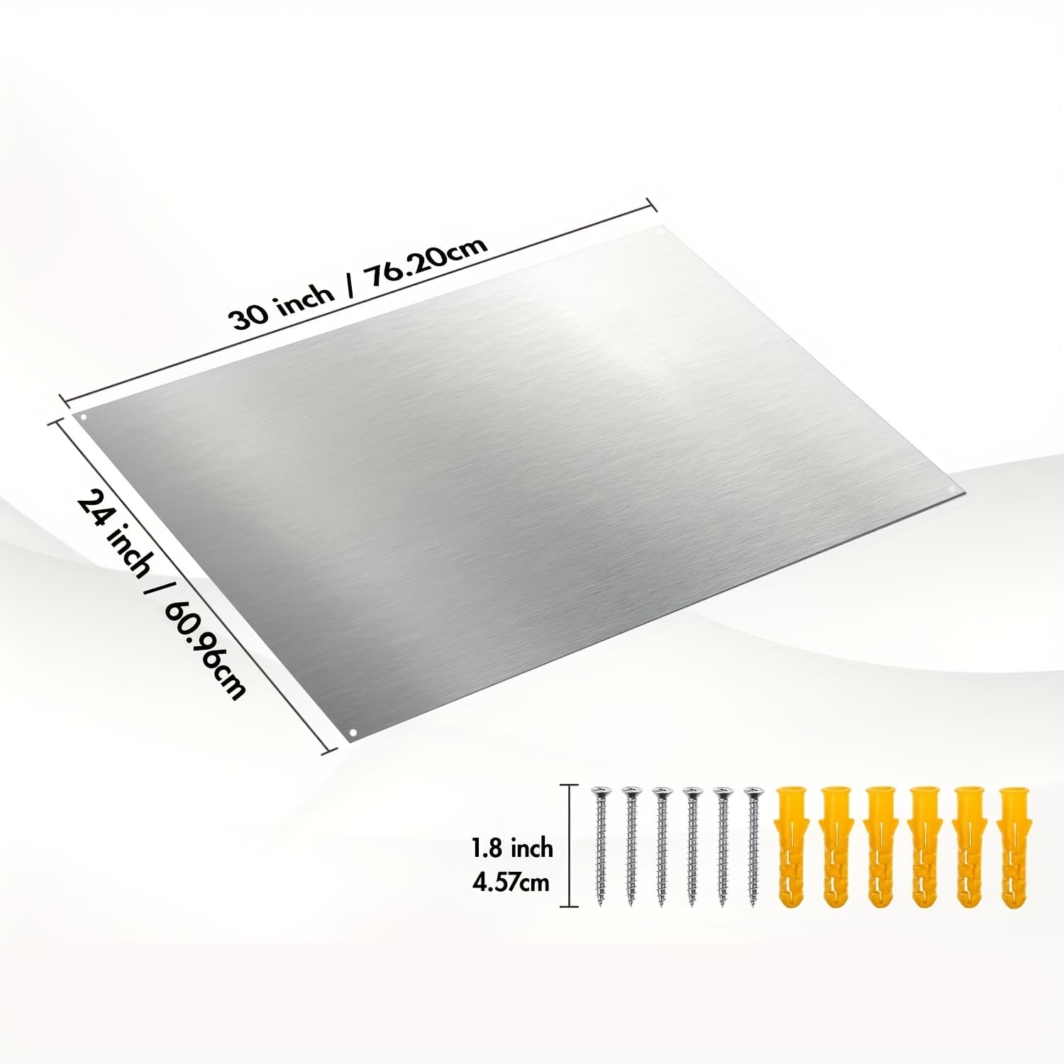 TEMU Stainless Steel Backsplash 24" X 30" Inch Reversible Ultra Flat Flushed Stove Metal Splatter Guard Range Hood For Kitchen Easy Clean Installation W/ 4 Pre Drilled Holes Screws