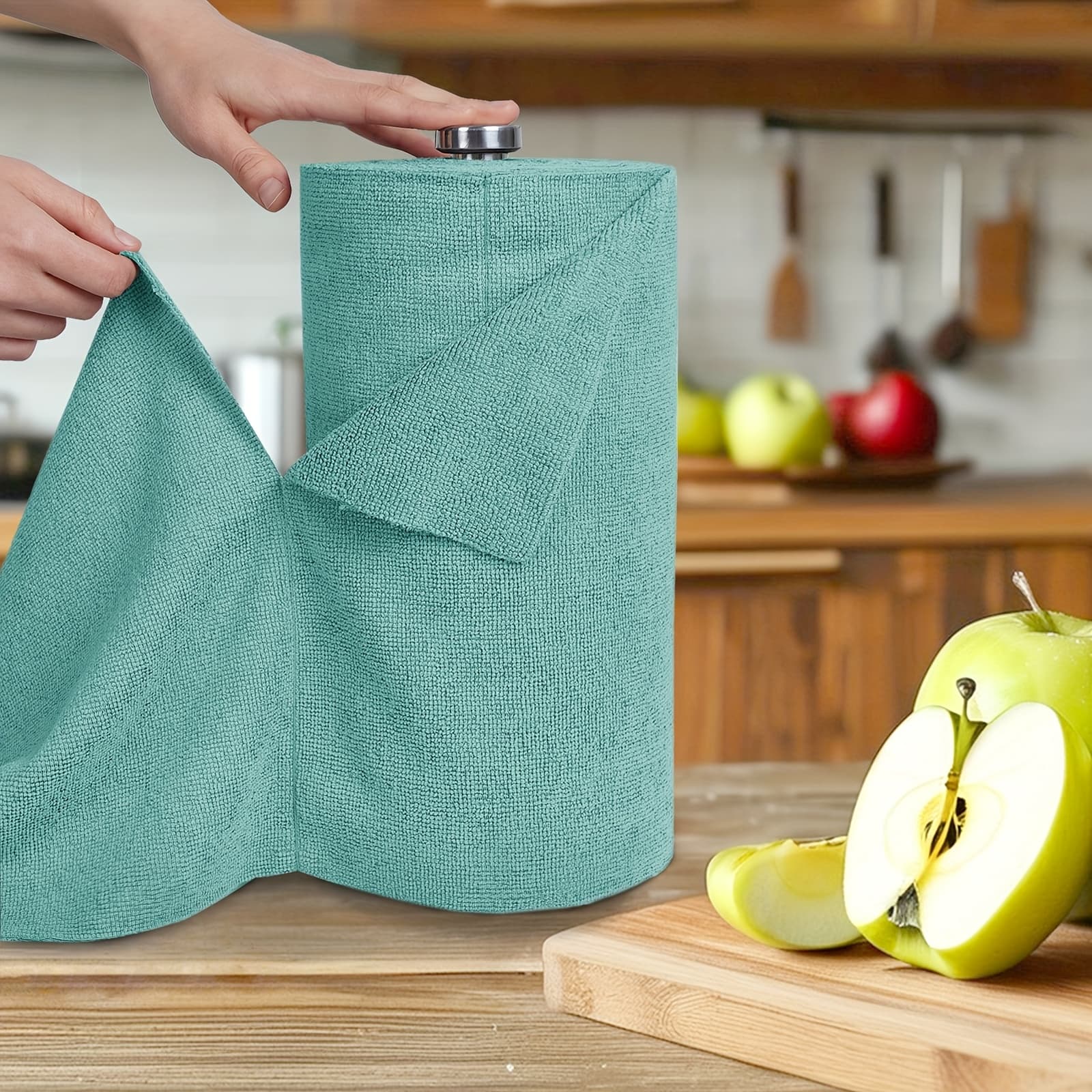 TEMU Reusable Microfiber Cleaning Cloths, Paper Towel Washable Tear Away Cleaning Towels Roll, 12x12 Absorbent Rags, Drying Dishcloths For Kitchen, House, And Car