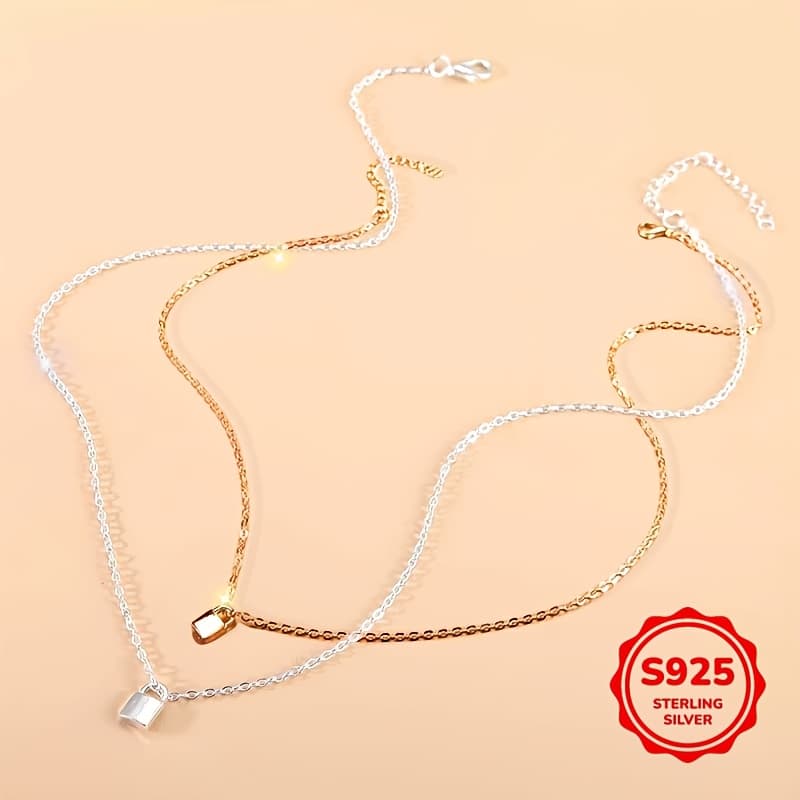 TEMU Set Of 2pcs Featuring A Silver And Golden Lock Design, Perfect For Ladies. Ideal For Holiday Gifts Including Halloween, Christmas, And Birthdays