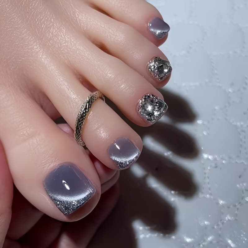 TEMU Cat Eye Fine Shimmer Nail Stickers Wearable Nails Fine Shimmer Removable Toenail Stickers