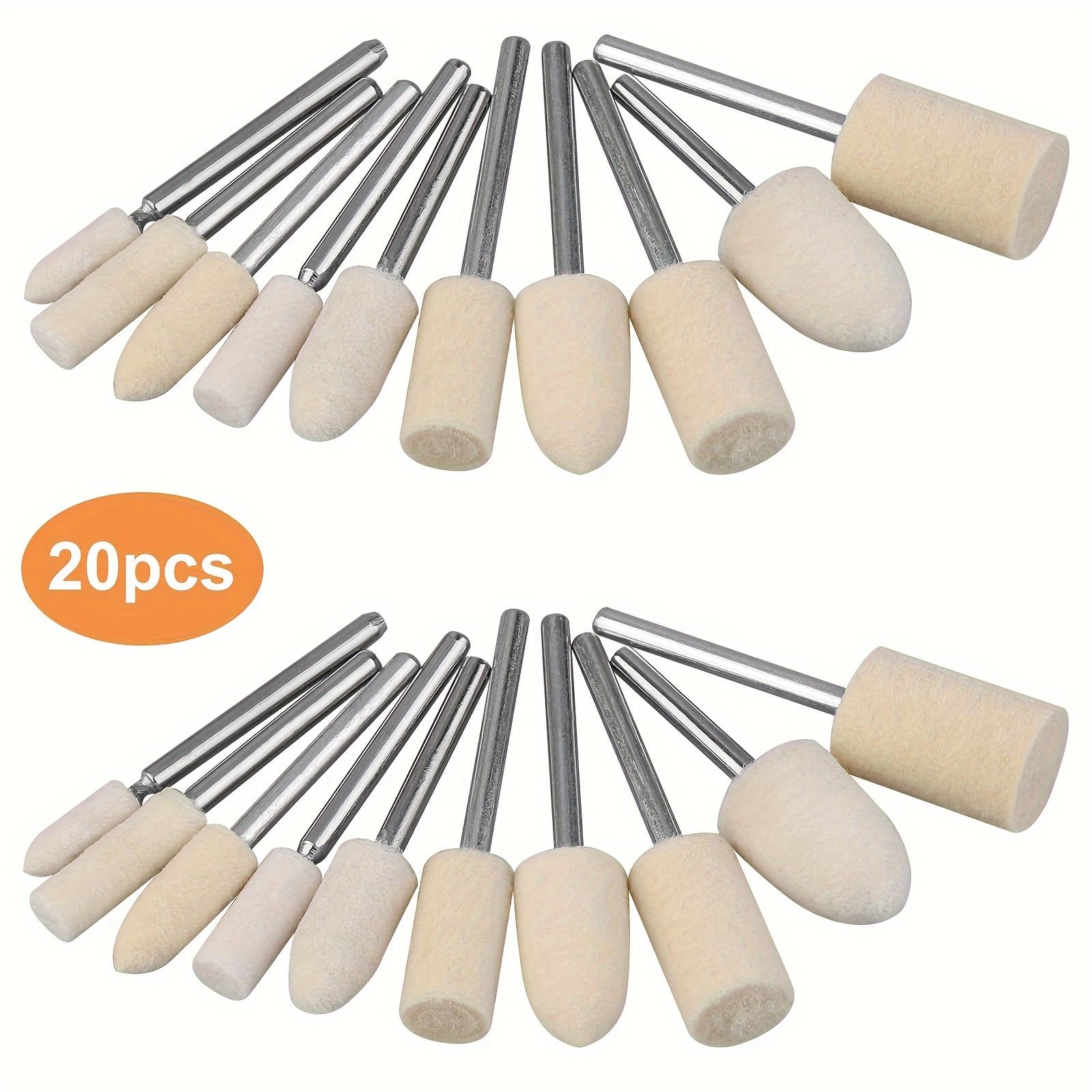 TEMU 20pcs Wool Felt Rotary Tool Accessories, 1/8" Shank Buffing Wheels For Metal, Glass & Watch Polishing, Compatible With Drill