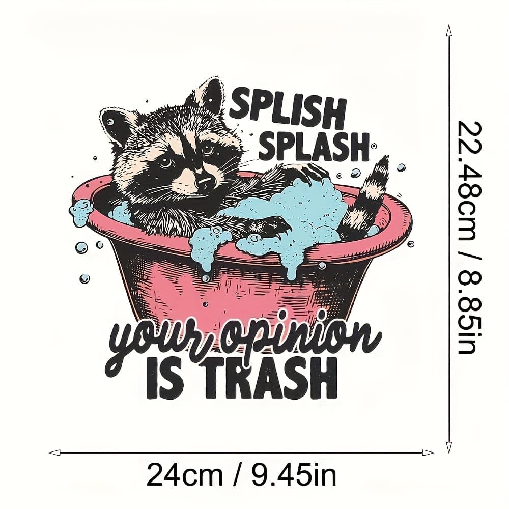 TEMU 6pcs Cartoon Raccoon Heat Transfer Sticker - "your Is Garbage" Animal Themed Ironing Patch, Suitable For Diy T-shirts, Jeans, Hoodies, Backpacks, Etc