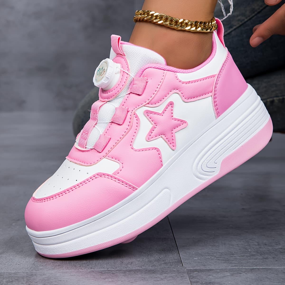TEMU Girls Roller Shoes With Wheels, Kids Shoes For Outdoor Sports , Birthday Gift