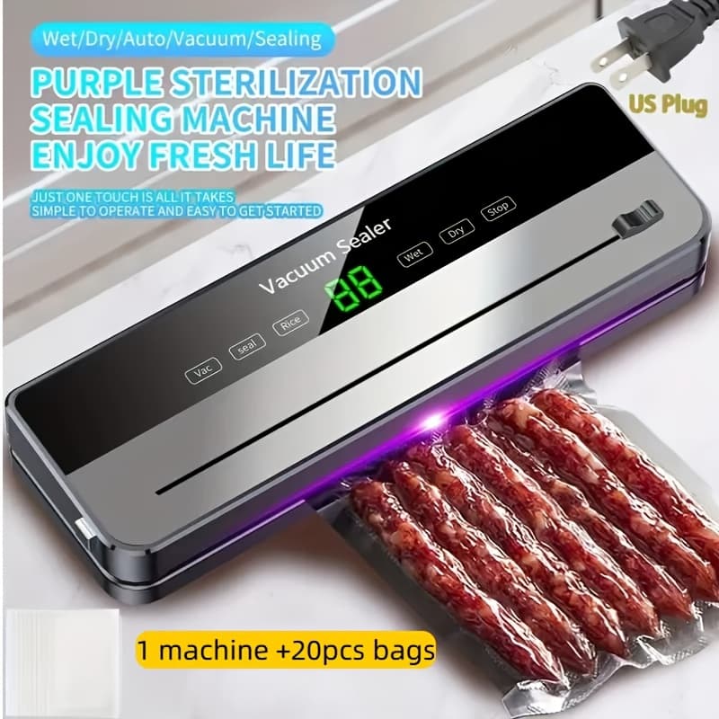 TEMU Snapcook Us Plug 5400 Vacuum Sealer With 20 Bags, Vacuum Food Sealer, Compact Food Preserver, Best Birthday Gift, Best Father's Day Gift, Gift, Best Christmas Gift Lvebei