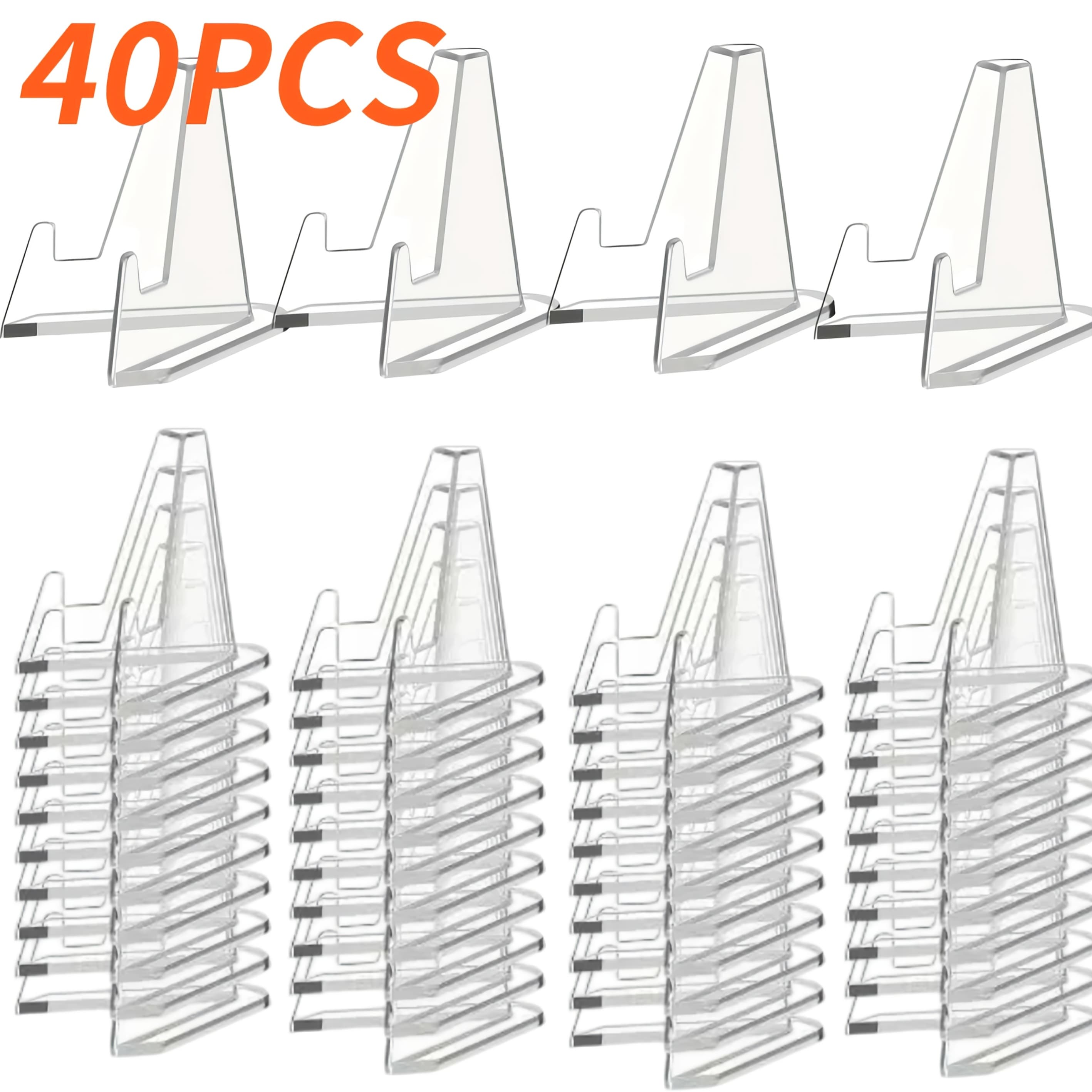 TEMU Set Of 40 Small Acrylic Stands, Ideal For Showcasing Sports Trading Cards, Collectibles, And For Decorative Purposes In Homes Or Offices, As Well As For Cases