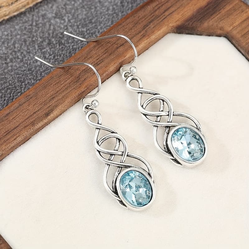 TEMU Fashion Celtic Knot Drop Earrings With Synthetic Cubic Synthetic Zirconia Unique Women's Accessories Fancy Gift Elegant Bridal Wedding Jewelry