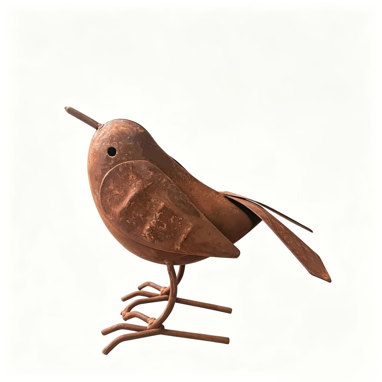 TEMU Vintage Distressed Metal Bird Flowerpot Rim Decoration, Wrought -style Small Bird Yard Ornament, Outdoor Garden Potted Plant Accent, Creative Landscape Sculpture