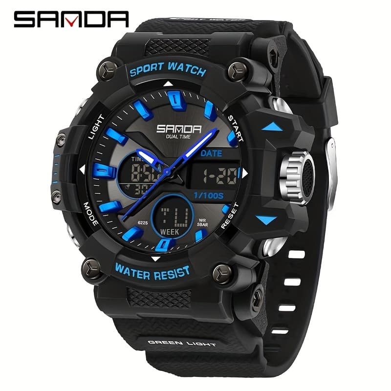 TEMU Sanda Men's Watch Cool Electronic Watch, Multi Functional Alarm Clock, Can Send Men's Holiday Gifts