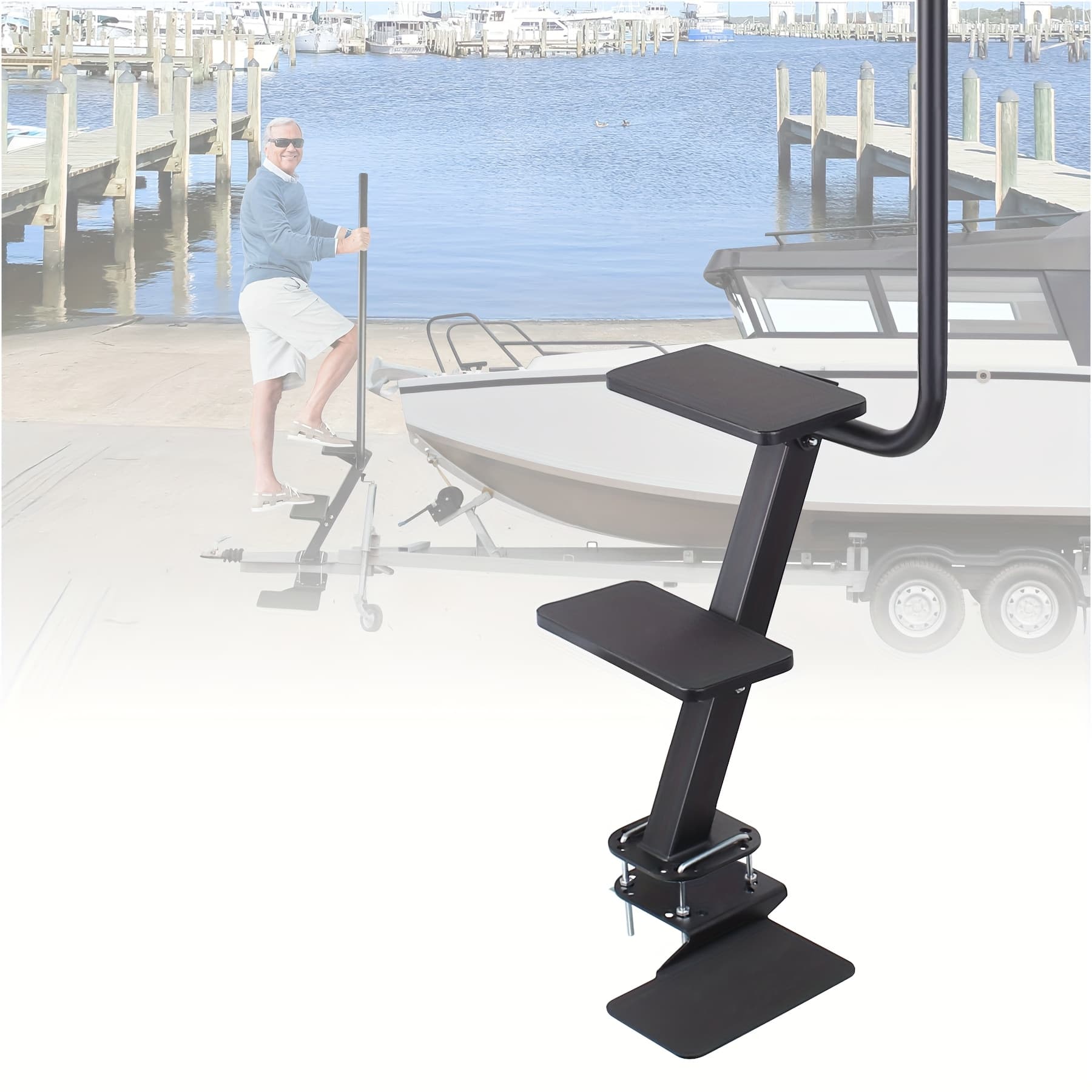 TEMU Boat Trailer Steps, 3 Step/4 Step Heavy Duty 400 Lbs Capacity, Boat Steps With Handle Non Slip