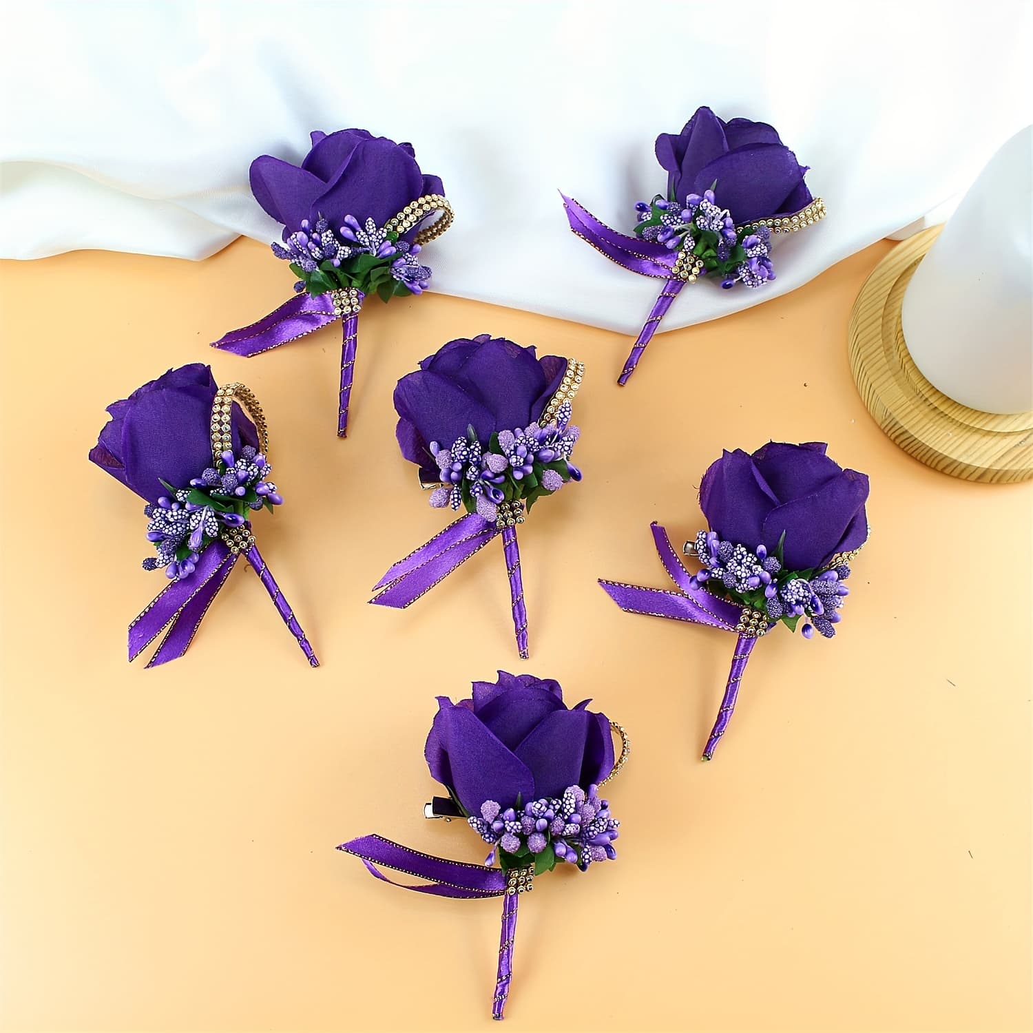 TEMU 6pcs Rose Wedding Boutonnieres, Boutonniere For Men Wedding, Elegant Artificial Roses, Ideal For Groom Flowers Additions, Art And Craft Supplies, Wedding Decorations, Wedding Supplies