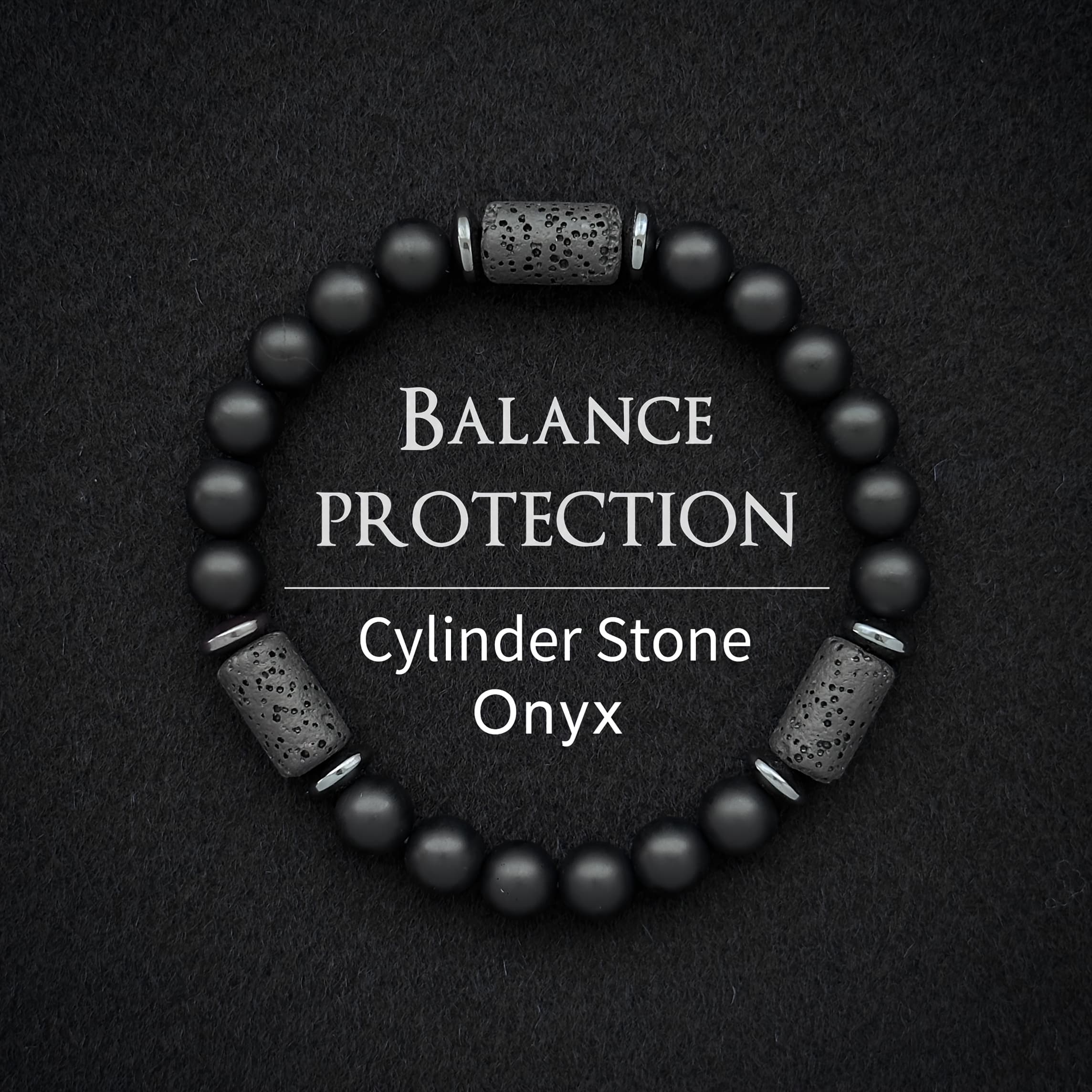 TEMU Matte Black Onyx Bracelet, Cylinder Stone Bracelet, Men Bracelet, Women Bracelet, Gift For Man/boyfriend/father, 1pc