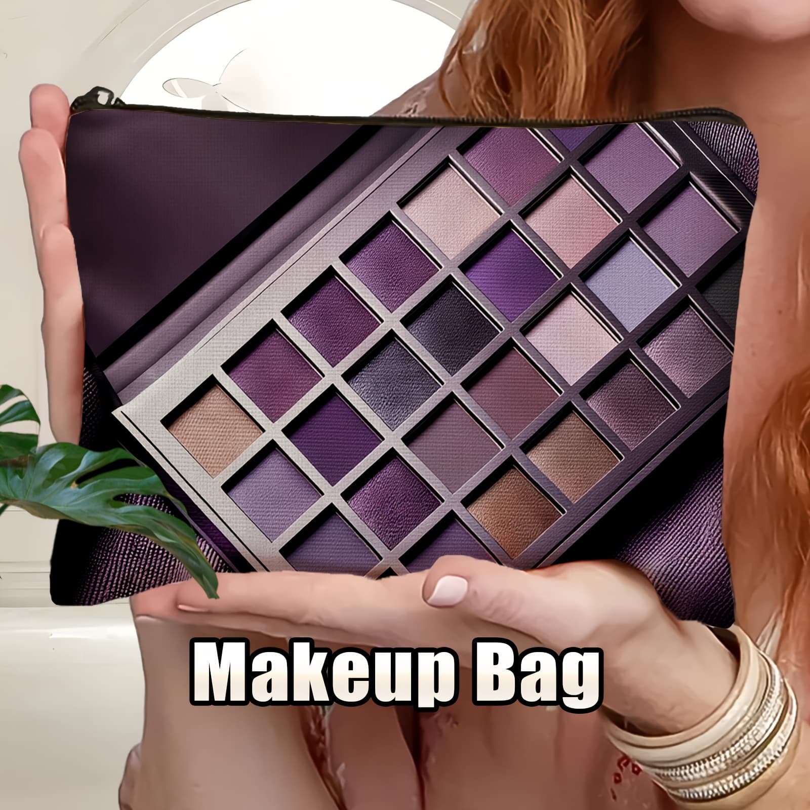 TEMU 1pc Purple Eyeshadow Palette Pattern Makeup Bag: Multi-scene Use, Travel Toiletries Organizer. Suitable For Daily Use/travel, Gifting For Manicurists, Perfect Birthday Present