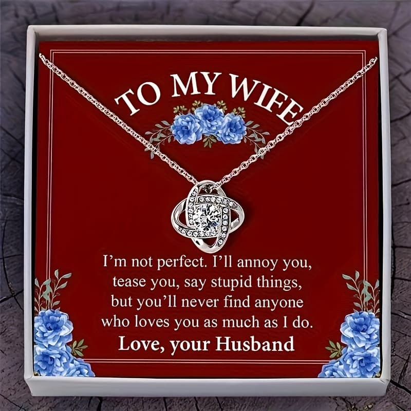 TEMU Love Knot Necklace With Message For Wife, For Teenager