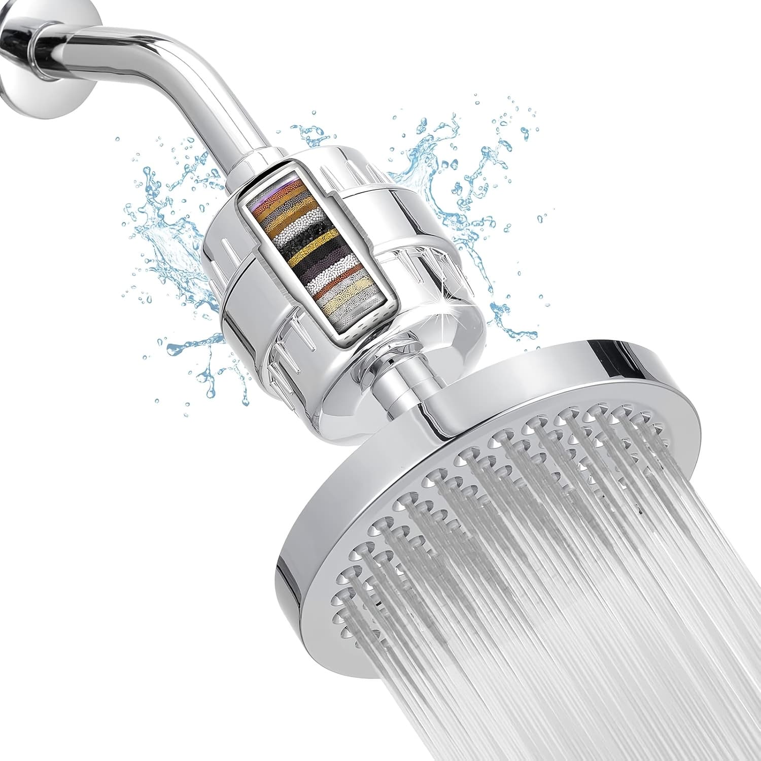 TEMU [] High-pressure Filtered Shower - 20-stage & Heavy Metal Reduction, 6" Round Luxury Polished Chrome, Wall-mounted, Strong Spray, Luxury Shower Upgrade|modern Bathroom Fixture|stylish Design