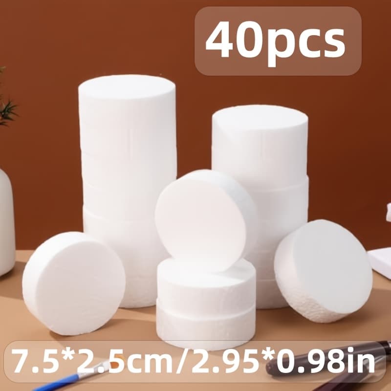 TEMU 40pcs Large Pack Craft Foam Circles, Handmade Discs, Easy To Carve And Paint, Suitable For Anime Models, Holiday Decorations, Shaping, And Building Block Candy Models