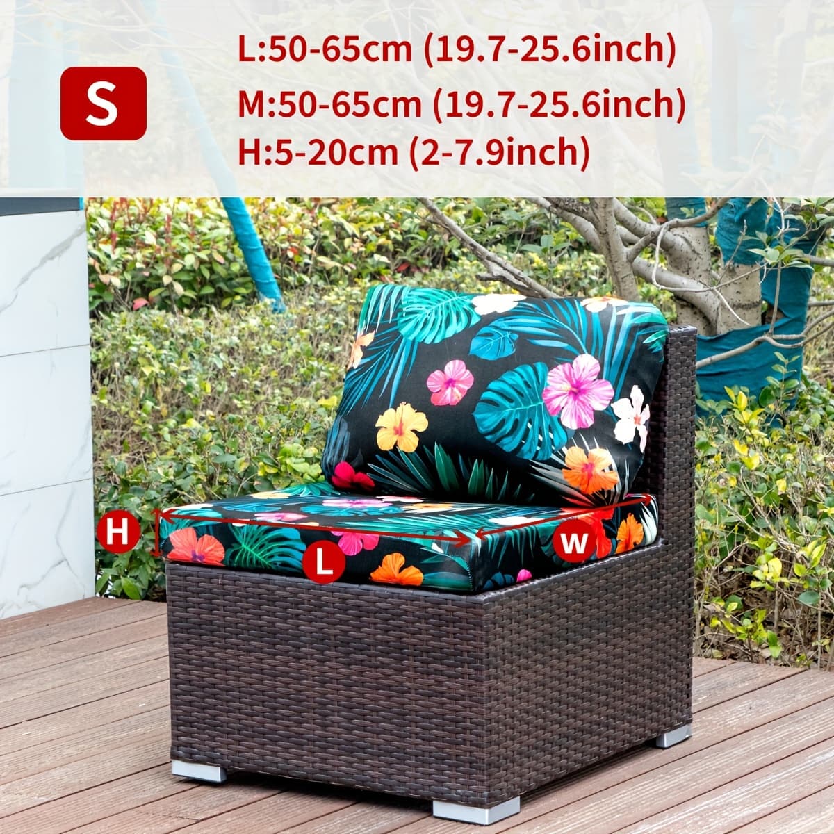TEMU 1pc Outdoor Printed Leaf Floral Sunflower Sofa Cushion Cover, Sofa Furniture Protector, Home Decor Sofa Protector Cover