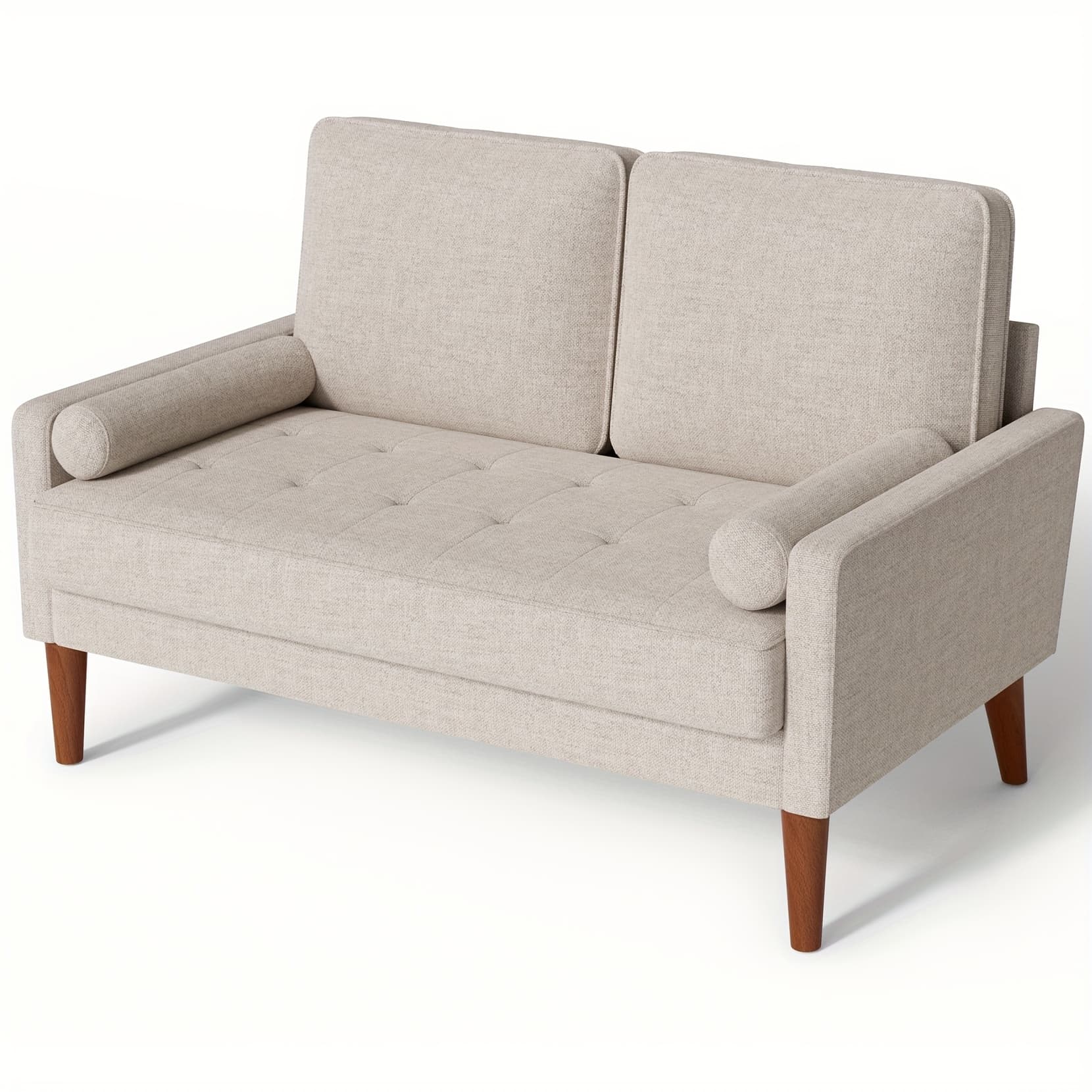 TEMU Vesgantti 48" Mid-century Modern Loveseat Sofa - Ideal For Compact Areas, Suitable For Living Room Or Bedroom | Detachable Cover, Spring Cushions, Sturdy Wooden Frame | To Assemble