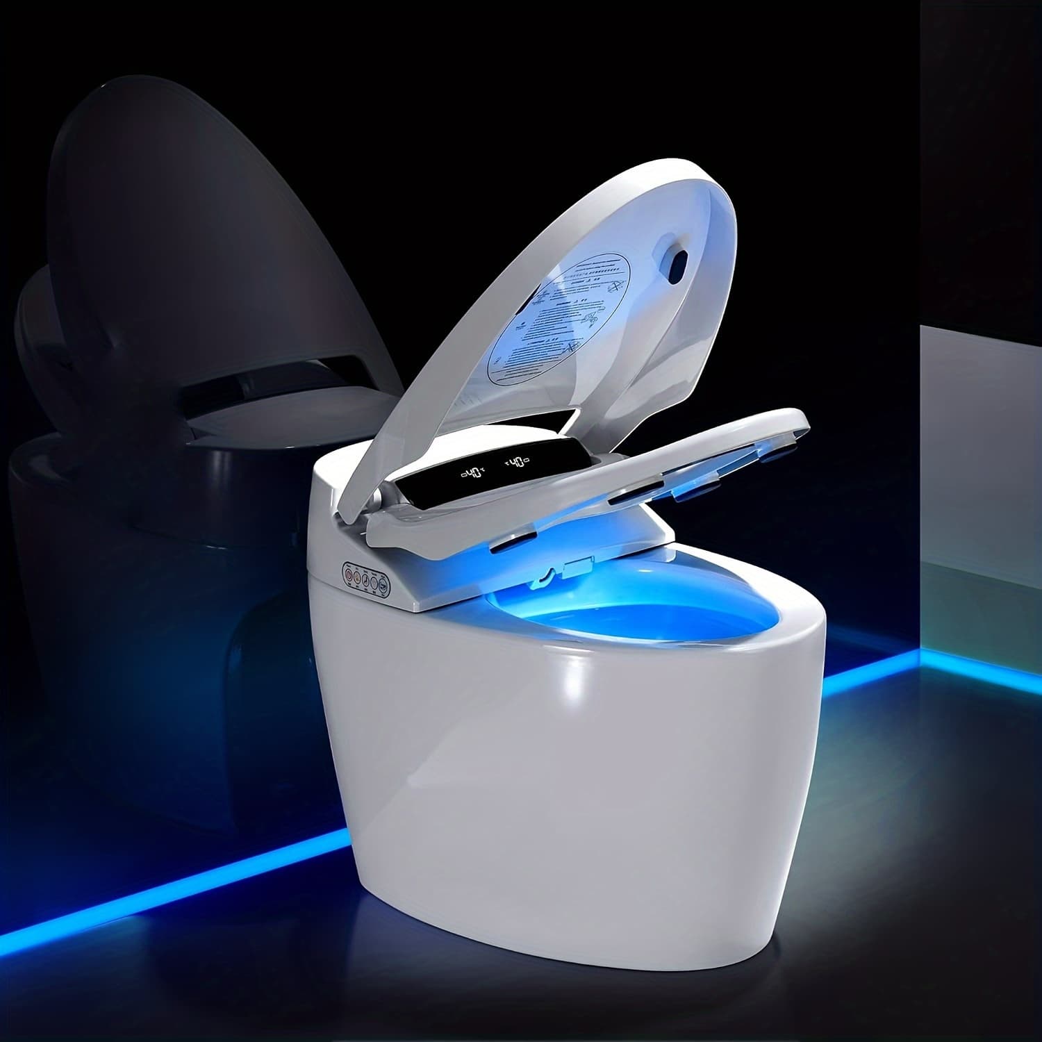 TEMU Intelligent Toilet, A Bidet Toilet Designed For Bathrooms, Featuring A Warm Water Spray And Drying Function, Foot , Heated Bidet Seat, And An Automatic Smart Toilet With An Led Display