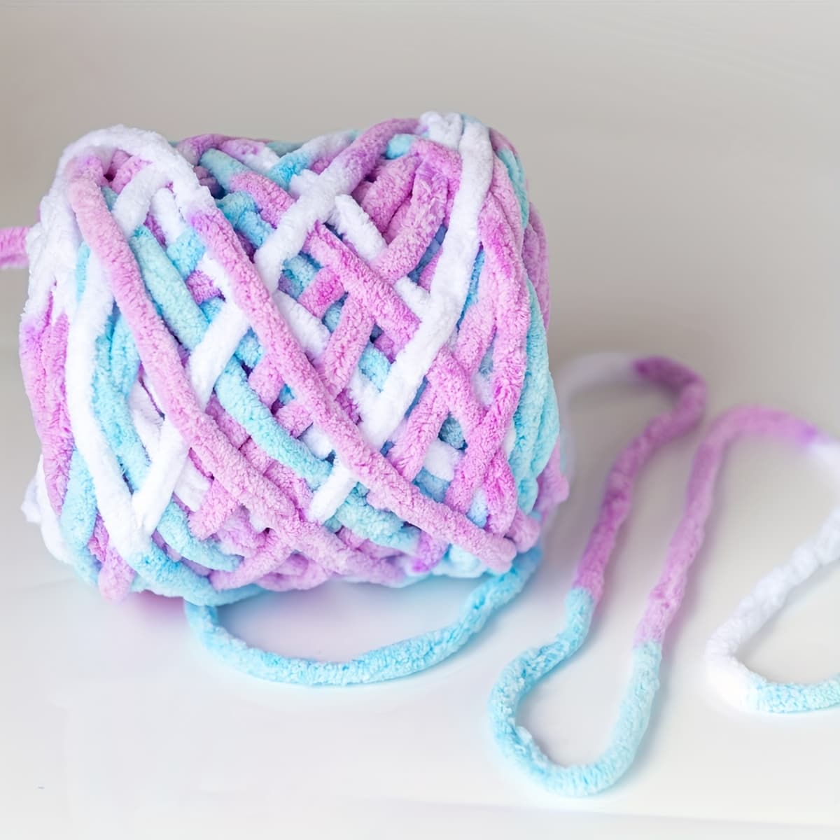 TEMU 100g Of Colorful Chenille Yarn In 1 Roll, Soft And Warm Hand-knitting Yarn, Suitable For Materials Such As Wedding Decorations, Scarves, Dolls, Slippers, Etc