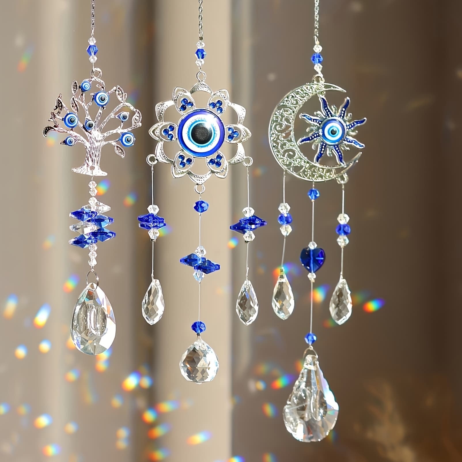 TEMU 3 Handmade Evil Eye Catchers, Suitable For Home And Garden Decoration