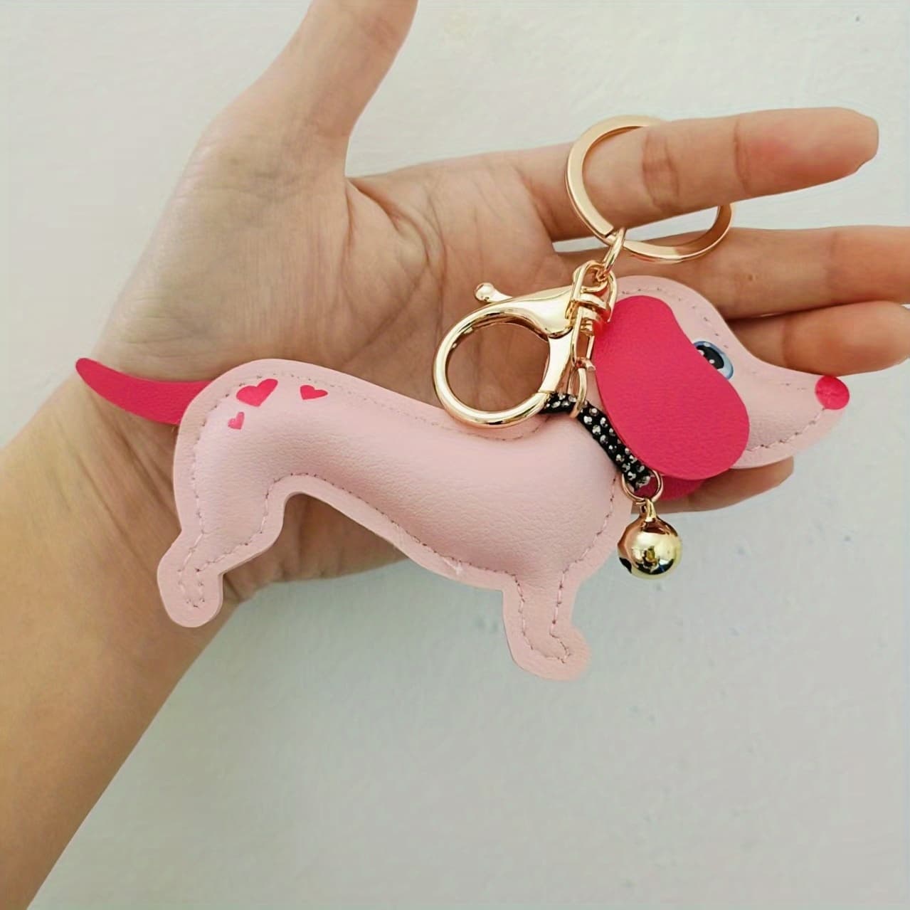 TEMU New Faux Leather Dachshund Keychain Bag Car Keychain Pendant Mobile Phone Case Personalized Pendant