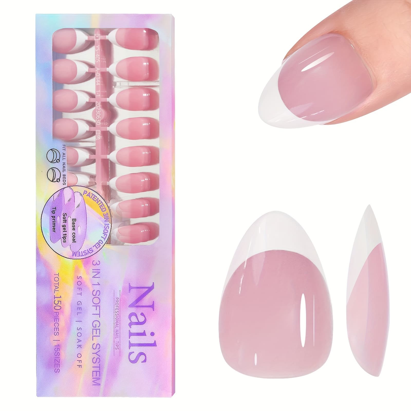TEMU 150pcs Seamless French Wearable Nails Removable Nail Art French Wearable Nails False Nail Stickers