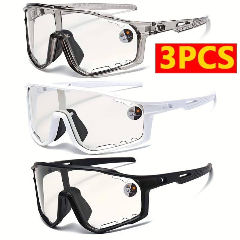 TEMU 3-pcs Large Frame Photochromic Glasses Unisex Sunglasses