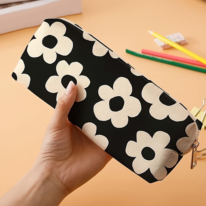 TEMU And White Floral Pattern Printed Handheld Storage Bag Is Spacious And Stylish, Suitable For Storing Daily Necessities
